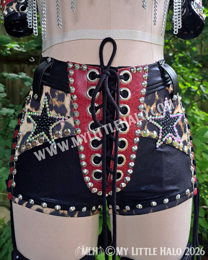 Red & Black Rhinestone Stars Wrestling Set