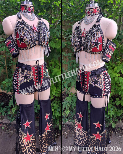 Red & Black Rhinestone Stars Wrestling Set