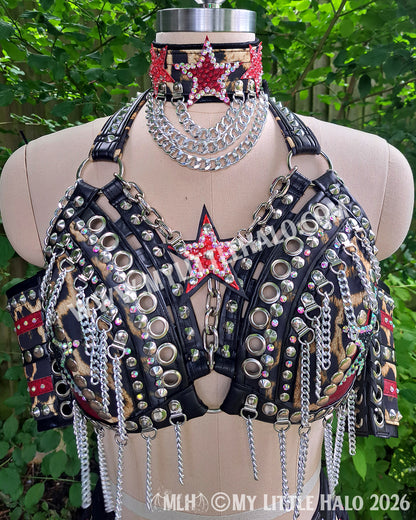 Red & Black Rhinestone Stars Wrestling Set