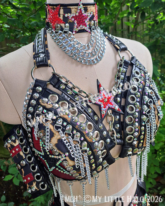Red & Black Rhinestone Stars Wrestling Set