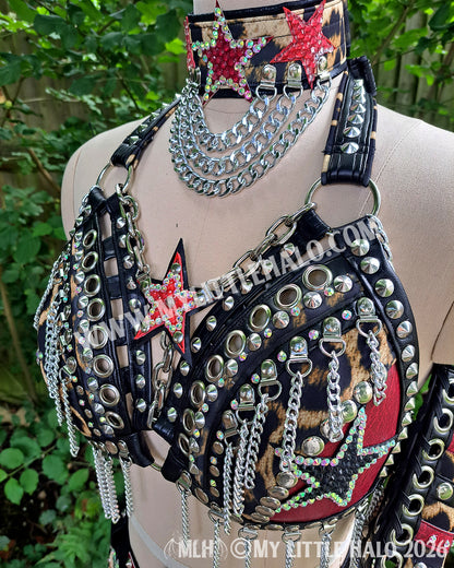 Red & Black Rhinestone Stars Wrestling Set