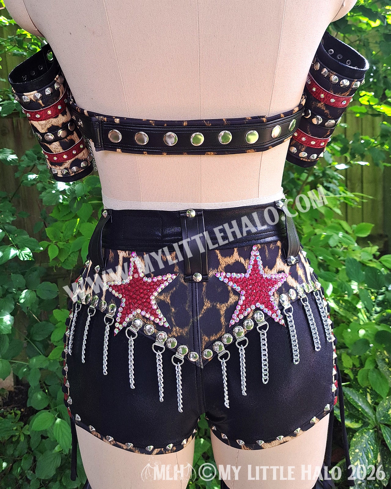 Red & Black Rhinestone Stars Wrestling Set