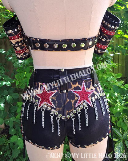 Red & Black Rhinestone Stars Wrestling Set